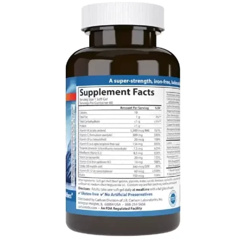 Carlson Labs Multi + Omega-3 Мультивітаміни з Омега-3 60 гелевих капсул: Тип Комплексные