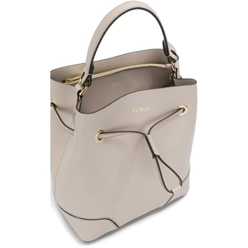 Женская сумка бакет-бэг Furla Stacy S Drawstring cеро-бежевая (920535): Пол Женский
