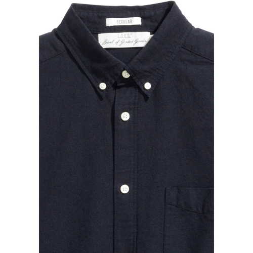 Рубашка H&M 4555495 48 синяя с длинным рукавом: Длина рукава Длинный