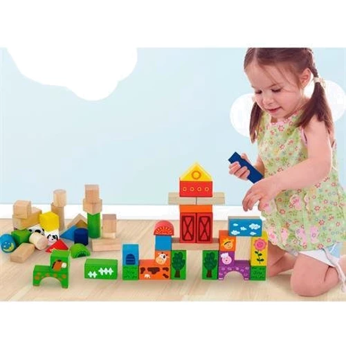 Дерев'яні кубики Viga Toys Ферма 50 шт 3 см (50285): Вік 1-2.5 года