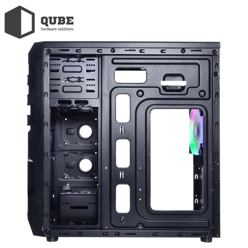 Корпус QUBE QB932A 500W Black (QB932A_W35U3): Матеріал передній панелі пластик