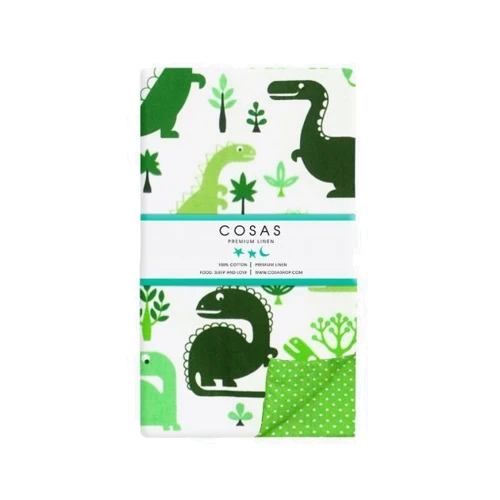 Комплект постільної білизни Cosas на гумці Dino GreenEl-white 160х220 см (DinoGreen_El-white_155)