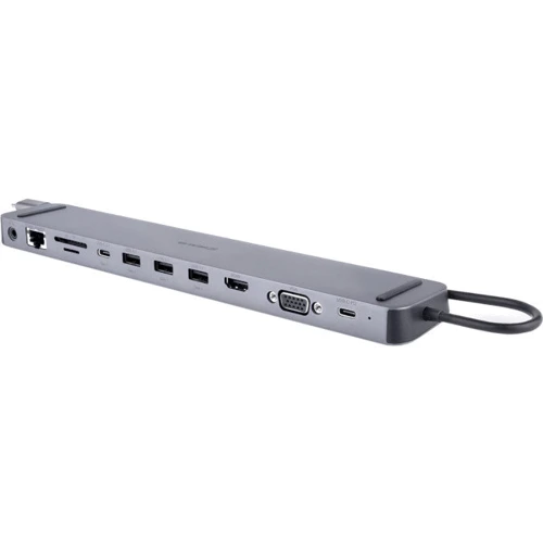 Адаптер REAL-EL Adapter USB-C to HDMI+VGA+3xUSB3.0+RJ45+3.5mm+SD/TF+USB-C+PD CQ-1000 Space Gray (EL123110005): Інтерфейс підключення USB-C