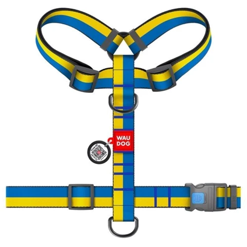 Шлей для собак анатомічний WAUDOG Nylon H-подібний з QR-паспортом, малюнок "Colors of freedom" XL, Ш 35 мм, А 55-95 см, В 70-110 (323-4020): Виробник WAUDOG