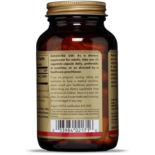 Solgar Pantothenic Acid 550 mg 100 caps Пантотеновакислота: Стать унісекс