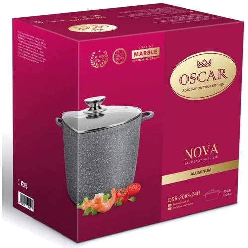 Каструля OSCAR Nova з кришкою 24 см 6.5 л (OSR-2003-24H): Матеріал корпусу Алюминий