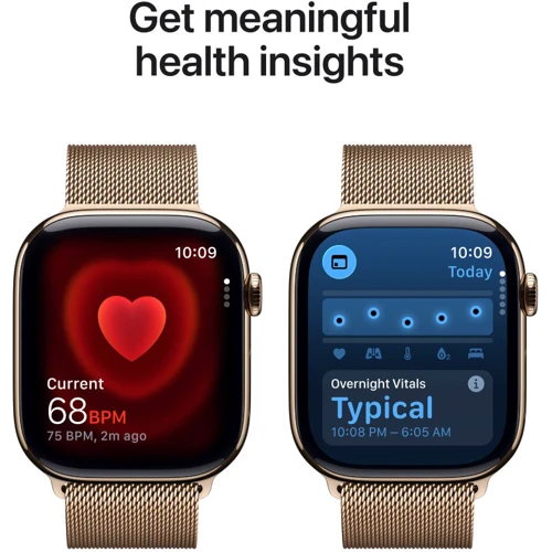 Apple Watch Series 11 GPS + Cellular 42mm Gold Titanium Case with Gold Milanese Loop (MF8Y4)