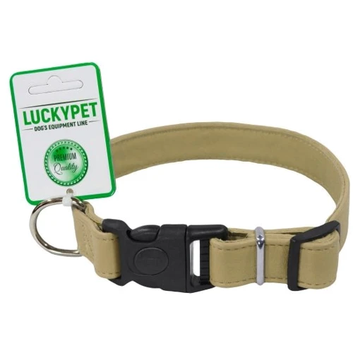 Ошейник кожаный Lucky Pet двойной с пластиковой фурнитурой 2x30-40 см бежевый (4820224217895)