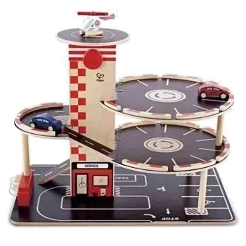 Деревянный автотрек Hape с паркингом и вертолетной площадкой (E3002)