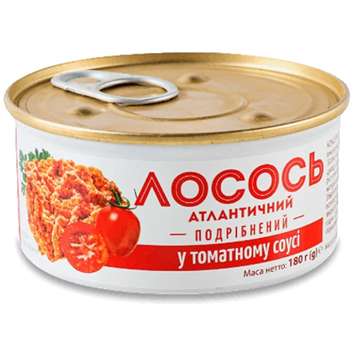 Лосось BANGA атлантический измельченный в томатном соусе 180 г (4751017405314)