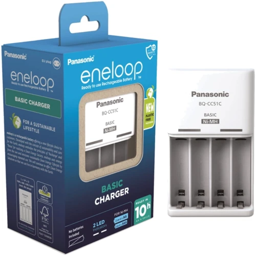 Panasonic Basic Charger BQ-CC51 + 4xAA 2000 mAh plastic free pack (K-KJ51MCD40E)