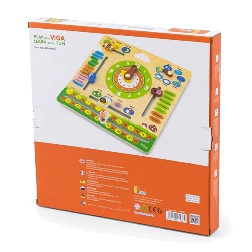 Дерев'яний календар Viga Toys з годинником, англійською мовою (44538): Вік 3-4.5 года
