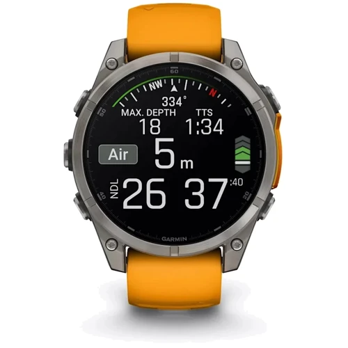 Смарт-часы Garmin Fenix 8 AMOLED 47mm Sapphire Titanium with Spark Orange/Graphite Silicone Band (010-02904-11): Стандарт защиты 10 ATM
