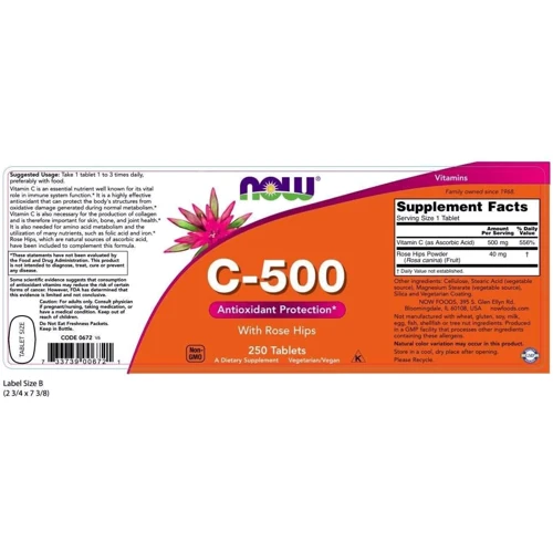 NOW Foods Vitamin C-500 Complex 250 tabs: Тип Витамин C