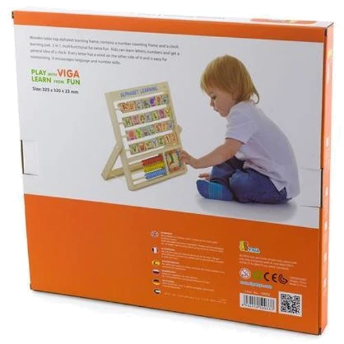 Дерев'яна гра Viga Toys Англійська абетка з годинником і рахунками (50033)