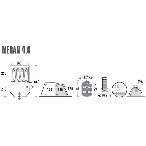 Палатка High Peak Meran 4.0 Light Grey/Dark Grey/Green (11806)