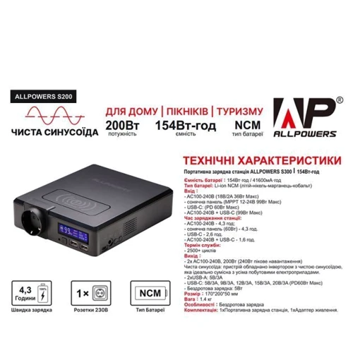 Аккумулятор портативный ALLPOWERS AP-SS-002 - 41600mAh3.7V(154WH) (1/6): Количество USB 3