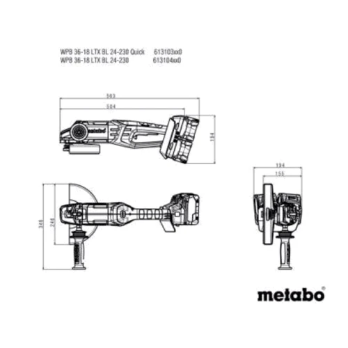 Болгарка (кутова шліфувальна) Metabo WPB 36-18 LTX BL 24-230 Quick (613103840): Тип машини угловая