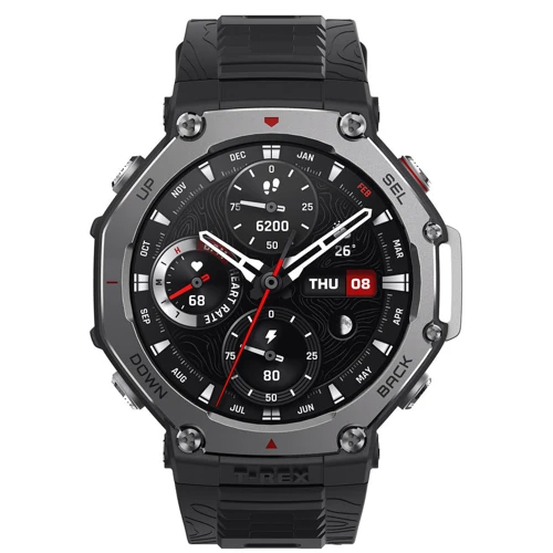 Смарт-часы Amazfit T-Rex 3 Onyx: Особенности Встроенный микрофон, Возможность ответа на сообщения, Противоударные, Металлический корпус, Влагозащищенные, Компас, Гибридные, Большой экран, Термометр