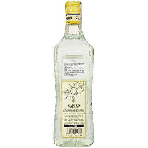 Джин Zafiro Classic 37.5% 0.7 л (FSH_8410028902538): Объем, л 0.7