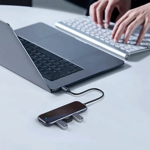 Адаптер Baseus Adapter USB-C to 3xUSB3.0+HDMI+USB-C Deep Gray (CAHUB-RT0G) фото 4