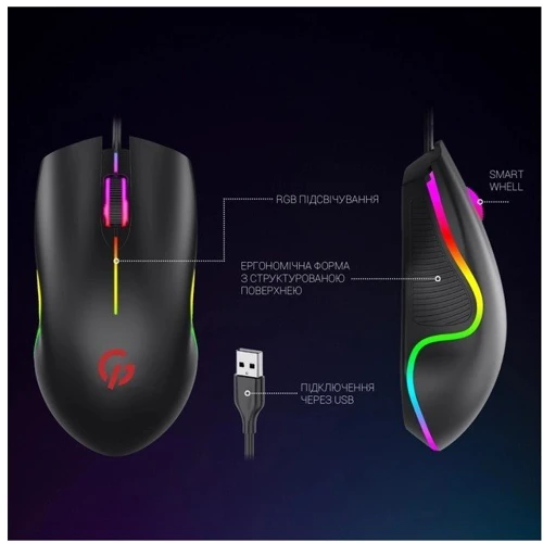Мишка GamePro GM117 Black: Максимальна роздільна здатність сенсора, dpi 1200