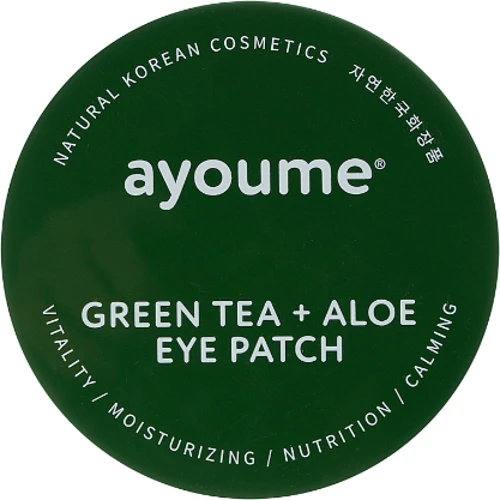 Ayoume Green Tea + Aloe Eye Patch Патчи под глаза с экстрактом зеленого чая и алоэ 60 шт.: Назначение Увлажнение, От темных кругов, От морщин