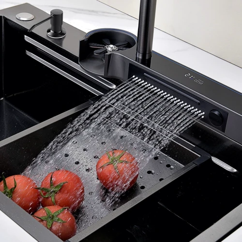 Кухонная мойка Lefton Two Outlets Waterfall Faucet Kitchen Sink with Digital Temperature Display & LED Lighting-KS2208: Количество чаш 1