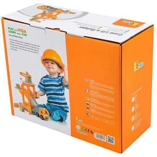 Деревянный игровой набор Viga Toys Подъемный кран и самосвал (51616)