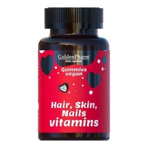 Фільтр Голден-Фарм Hair Skin Nails Vitamins Вітаміни для волосся, шкіри та нігтів веганський мармелад 60 жувальних цукерок