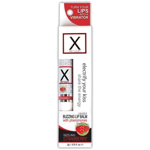 Стимулирующий бальзам для губ унисекс Sensuva - X on the Lips Strawberry с феромонами, клубника