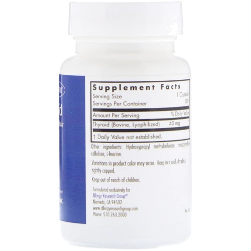 Allergy Research Group Thyroid Natural Glandular 100 Caps (ALG-71810): Форма випуску капсули