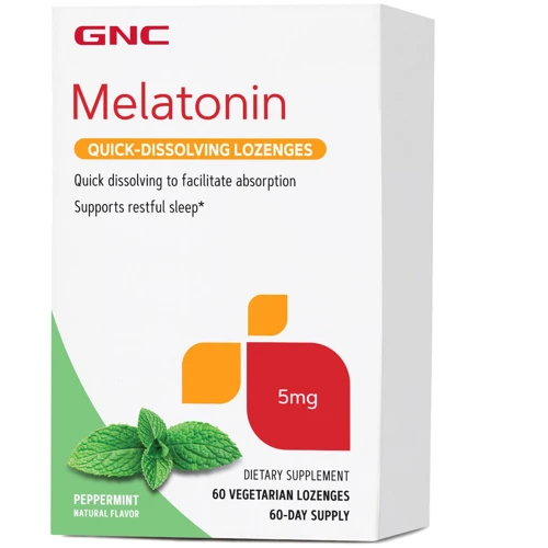GNC Melatonin Quick Dissolving Мелатонин 5 mg 60 леденцов вкус перечная мята