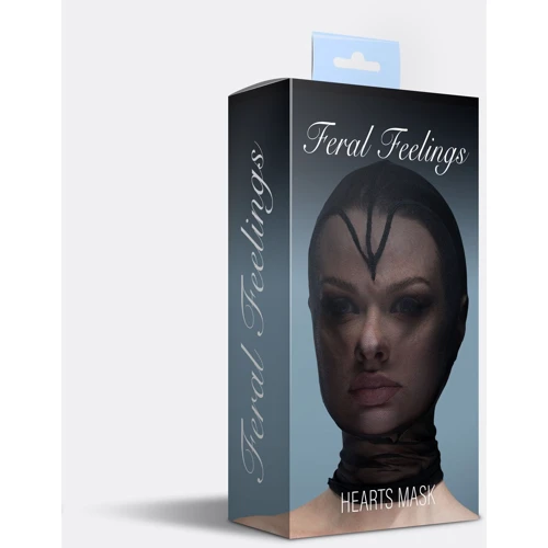 Маска сердце сетка с полностью закрытым лицом Feral Feelings - Hearts Mask Black/Black