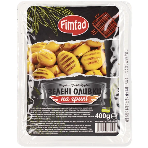 Оливки зелені FIMTAD гриль 400 г в/в (8681957371560)