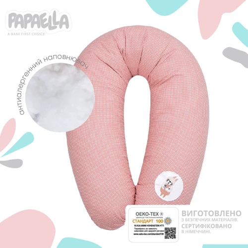 Подушка Papaella Горошек для беременных и кормления, пудра, 30х190 см (8-31885): Производитель Papaella