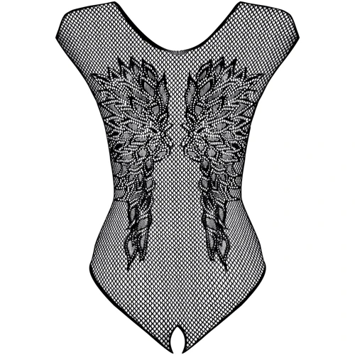 Ажурное боди с разрезом Obsessive B112 black XL/XXL