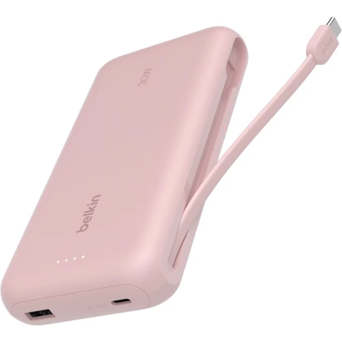 Зовнішній акумулятор Belkin Power Bank 20000mAh Integrated Cable USB-C 30W Pink (BPB024HQPK)