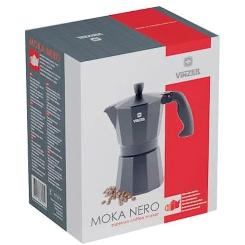 Кофеварка гейзерная Vinzer Moka Nero на 6 чашек (89395): Цвет черный