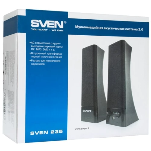 Акустическая система SVEN 235 Black: Диапазон воспроизводимых частот 100-20000 Гц