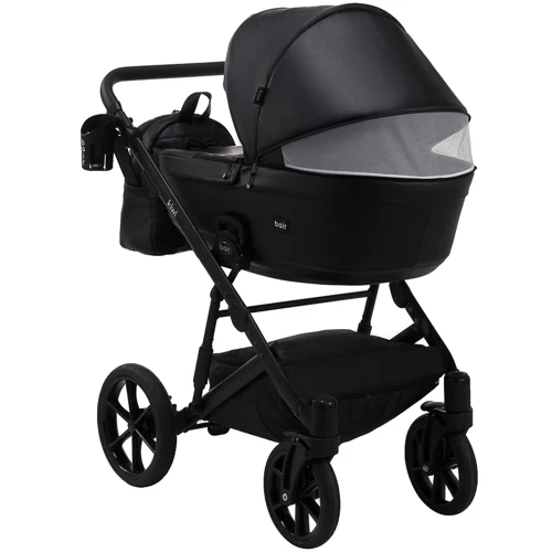 Коляска 2 в 1 Bair Kiwi кожа 100% BK-15 черный: Материал колес резина