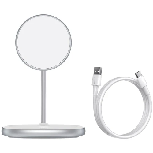 Зарядное устройство Baseus Wireless Charger Stand MagSafe Swan White (WXSW-02) for iPhone 16 I 15 I 14 I 13 I 12 series: Количество USB-портов нет