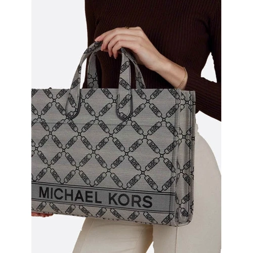 Сумка жіноча Michael Kors Gigi Large Empire Logo Jacquard Tote Bag чорна (30S3S3GT3J006): Матеріал Текстиль