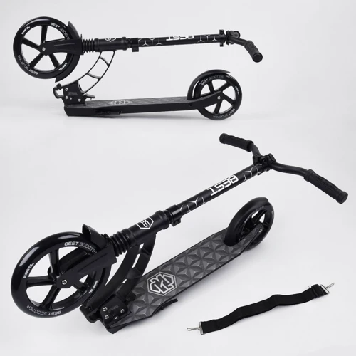 Самокат двухколесный Best Scooter с PU колесами, 1 амортизатором Black (99664): Тип колес литые