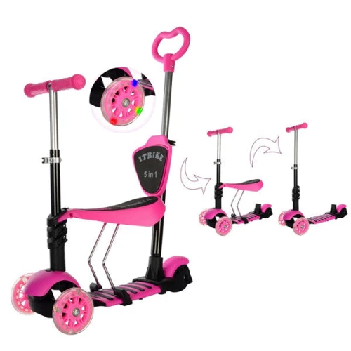 Самокат 5в1 iTrike Maxi JR 3-026-B-1 (pink): Количество колес 3