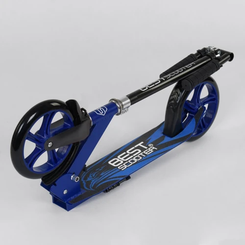 Самокат двухколесный Best Scooter с цветными PU колесами Black/Blue (98416): Количество колес 2