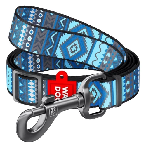 Поводок для собак WAUDOG Nylon рисунок Этно синий 2x152-183 см синий (5335)
