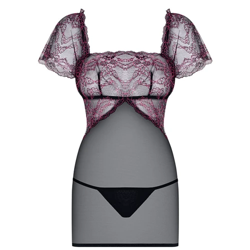 Коротенькая эротическая сорочка с кружевом Obsessive Sedusia, S/M (UA70945)