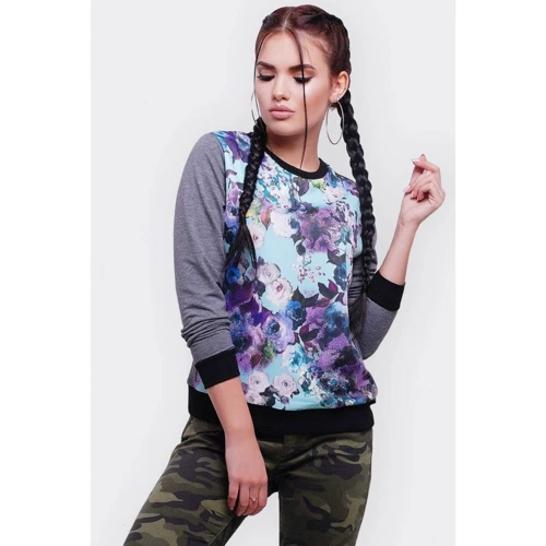 Свитшот FashionUp KF-1588C-48 48 темно-серый с принтом