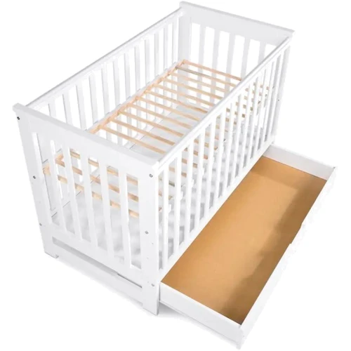 Детская кроватка Klups IWO 120х60 см с ящиком и перегородкой белая